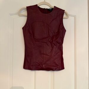 Theory Burgundy Leather Sleeveless Top | Minimalist Modern Chic